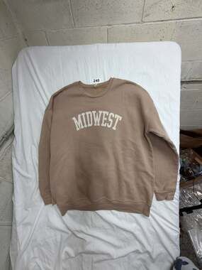 Oat Collective Midwest Graphic Crewneck Sweatshirt Tan Size XL